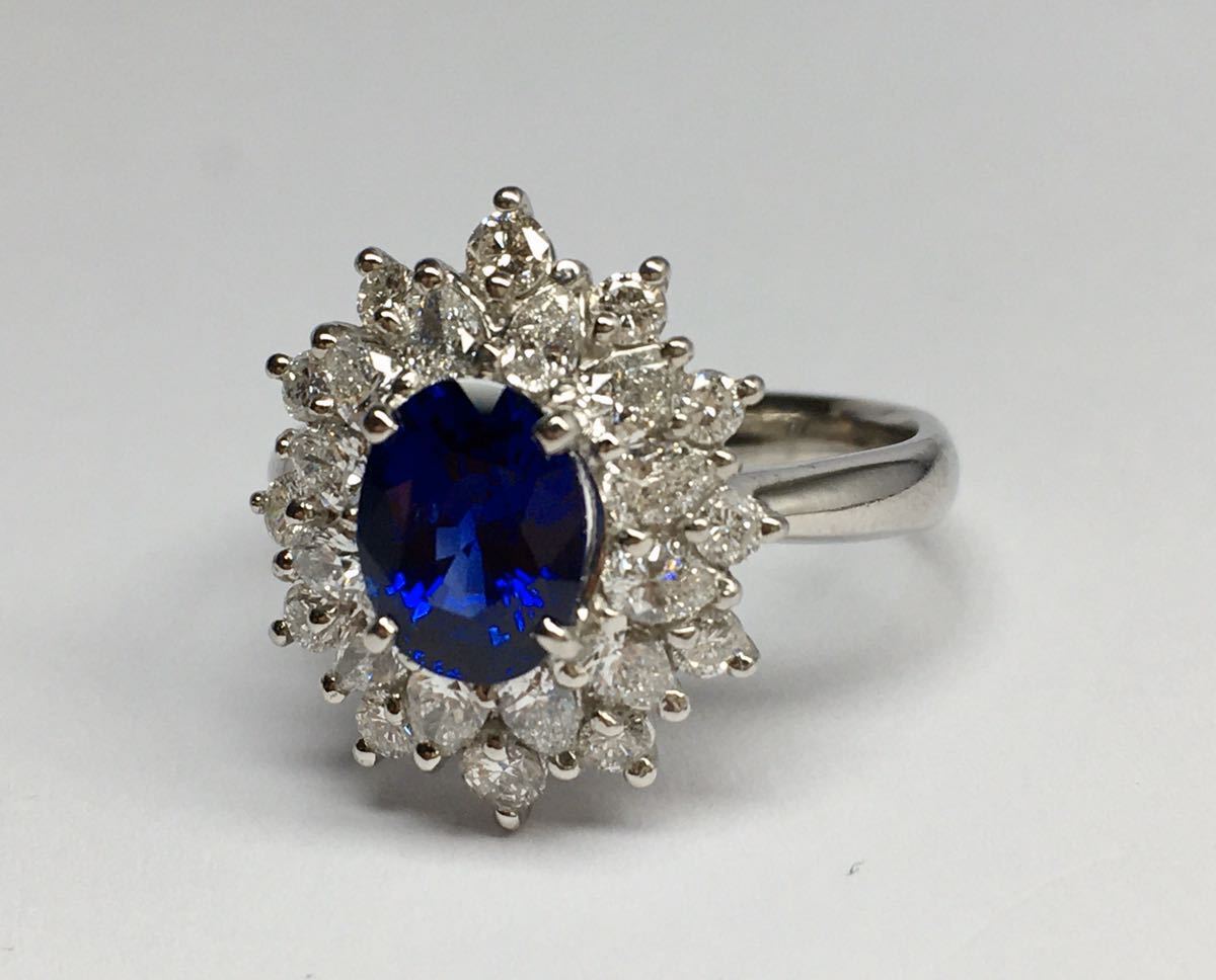 新作 人気 綺麗 天然ロイヤルブルーサファイア 1.70ct ダイヤモンド ...