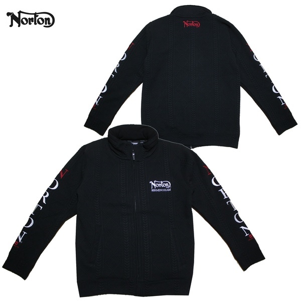 新着 ジャケット Norton 新品 M 193N1310 ブラック 裏ボア ニットジャケット ケーブル柄ジャガード アウター バイカー ストリート ノートン Mサイズ 新着 ジャケット Norton 新品 M 193N1310 ブラック 裏ボア ニットジャケット ケーブル柄ジャガード アウター バイカー ストリート ノートン Mサイズ