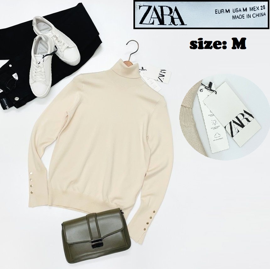 ZARA /M/ ベージュ 長袖タートルネックニットセーター タグ付き ZARA /M/ ベージュ 長袖タートルネックニットセーター タグ付き