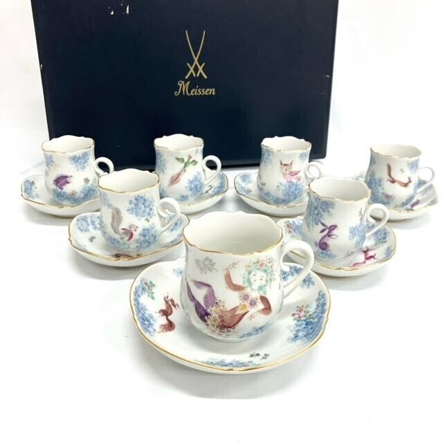 仙66【7客】Meissen 真夏の夜の夢 シリーズ カップ&ソーサー 仙66【7客】Meissen 真夏の夜の夢 シリーズ カップ&ソーサー