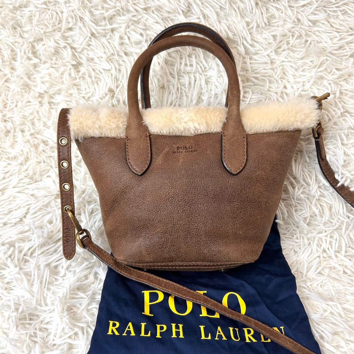 美品 ポロラルフローレン 定価7 6万 ムートンショルダーバッグ 美品 ポロラルフローレン 定価7 6万 ムートンショルダーバッグ