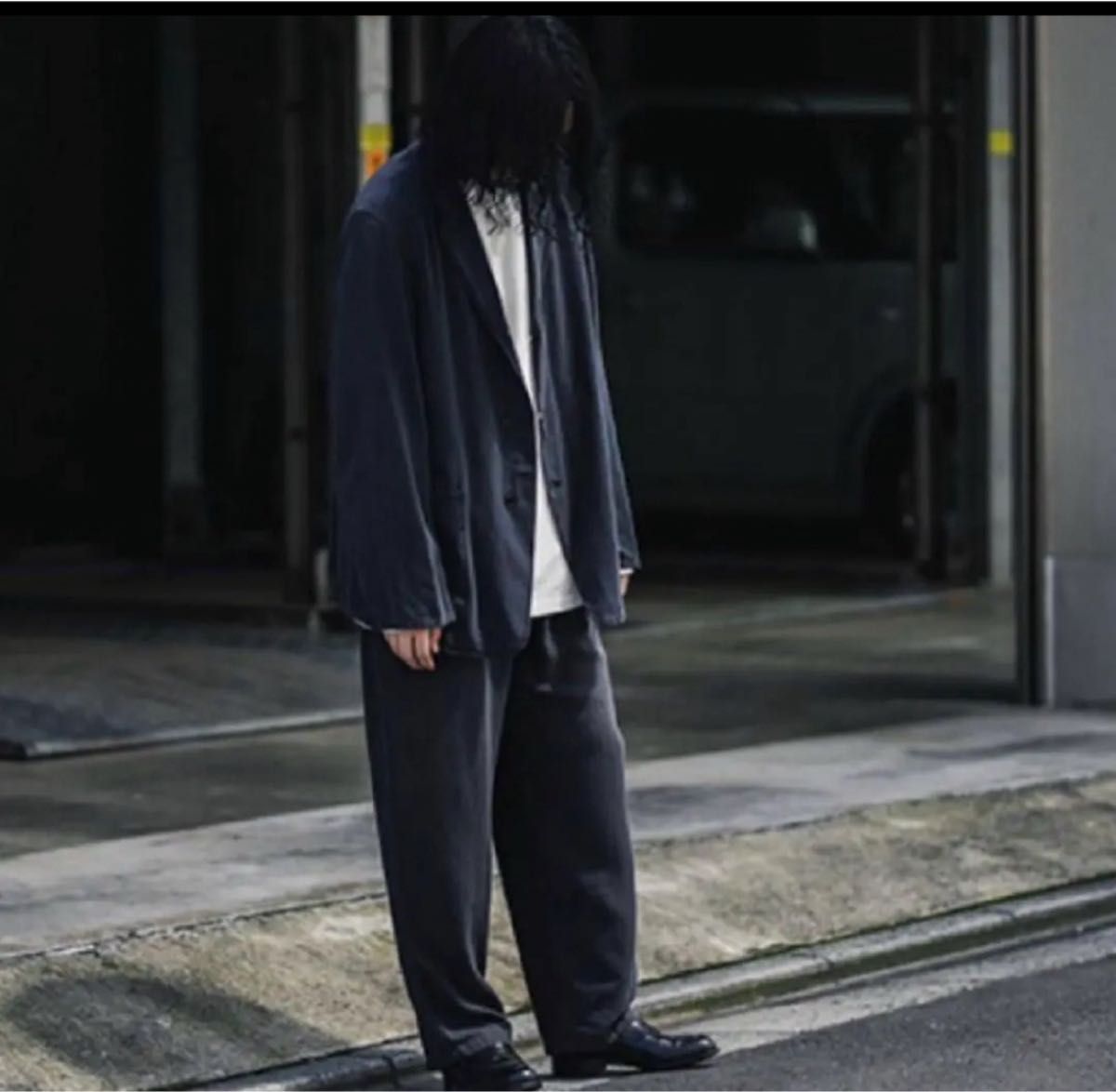 comoli 21AW シルクネル セットアップ Fade Navy 2|メンズ comoli 21AW シルクネル セットアップ Fade Navy 2|メンズ