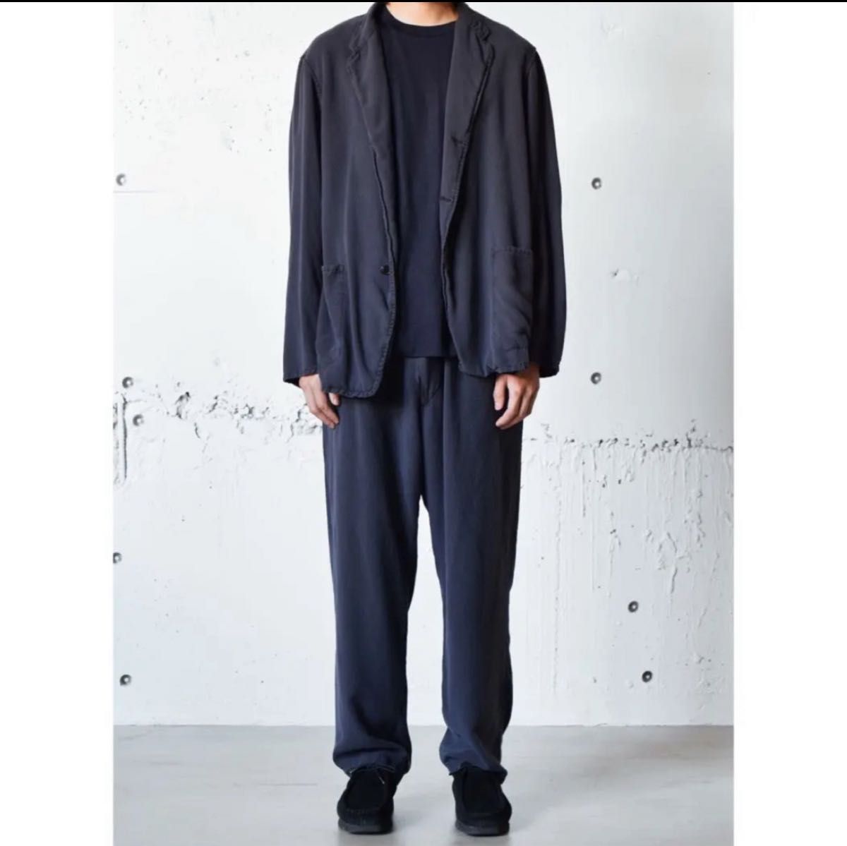 comoli 21AW シルクネル セットアップ Fade Navy 2|メンズ comoli 21AW シルクネル セットアップ Fade Navy 2|メンズ