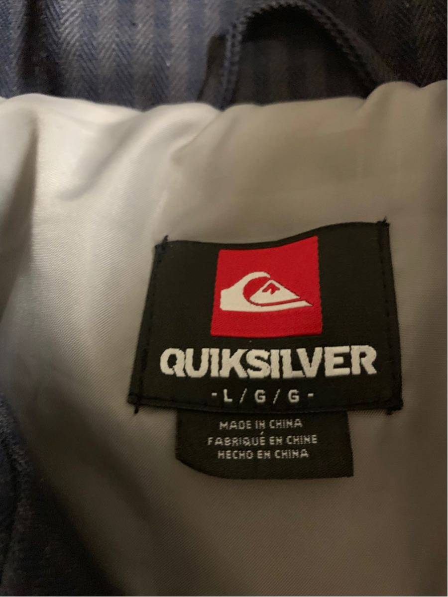  включая доставку QUIKSILVER Quick Silver с капюшоном сноуборд жакет темно-синий серый проверка .. размер L пальто одежда сноуборд блузон мясо толщина твердый материалы 