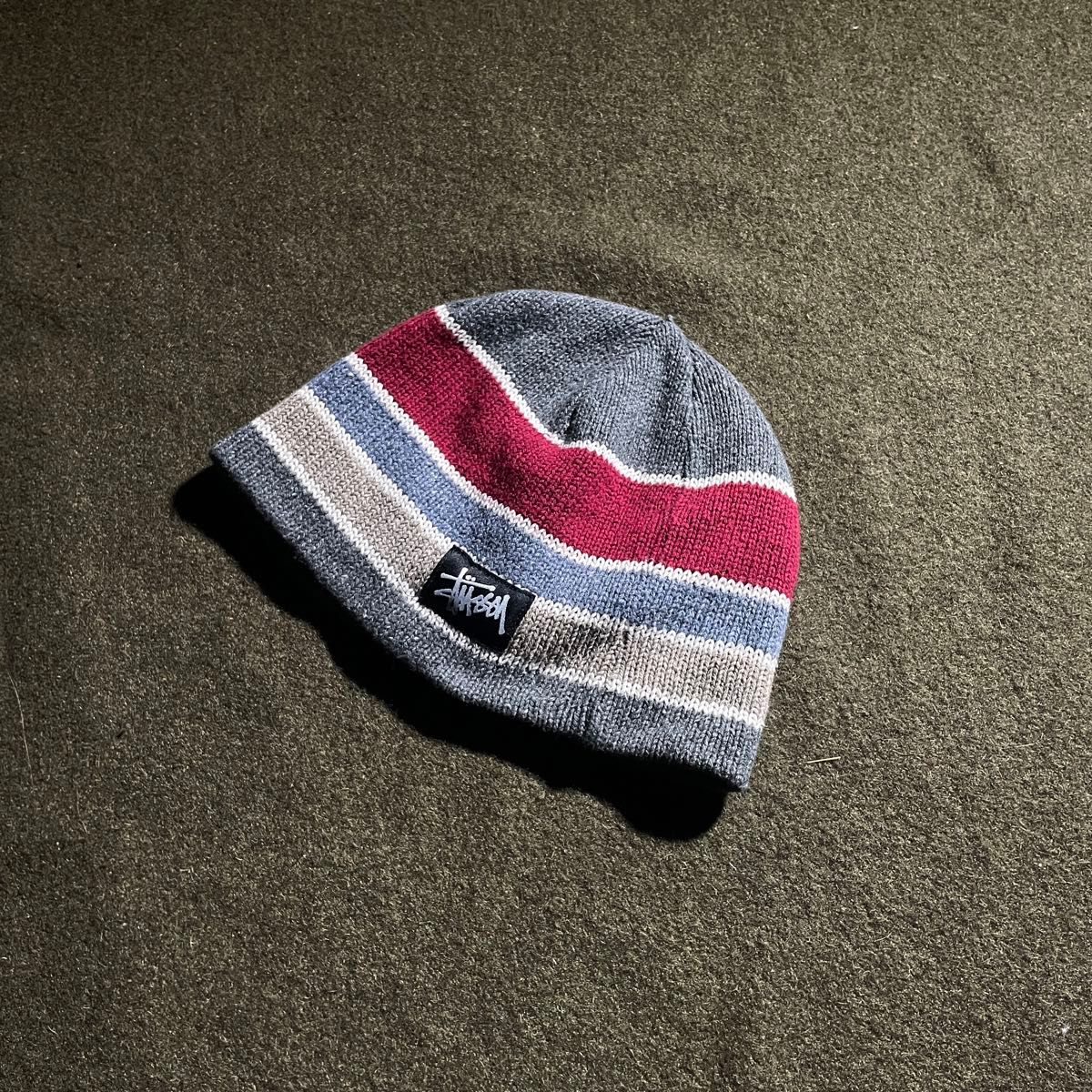 90s USA製 OLD STUSSY ボーダー ビーニー シングル ニット帽 90s USA製 OLD STUSSY ボーダー ビーニー シングル ニット帽