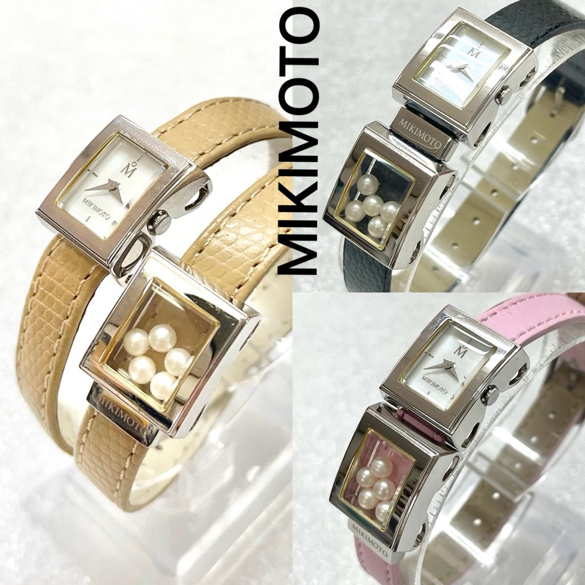 稼働 MIKIMOTO 時計 二重巻 ツーケース 本真珠 ミキモト パール 稼働 MIKIMOTO 時計 二重巻 ツーケース 本真珠 ミキモト パール