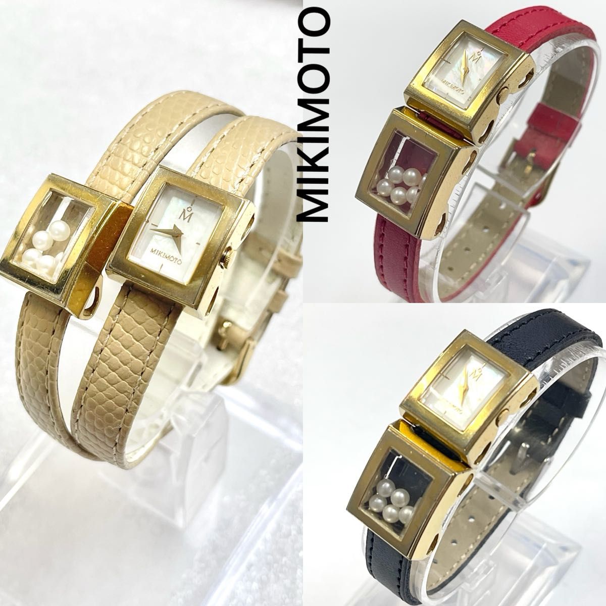 520 MIKIMOTO ミキモト時計 レディース腕時計 パール シェル 赤 520 MIKIMOTO ミキモト時計 レディース腕時計 パール シェル 赤