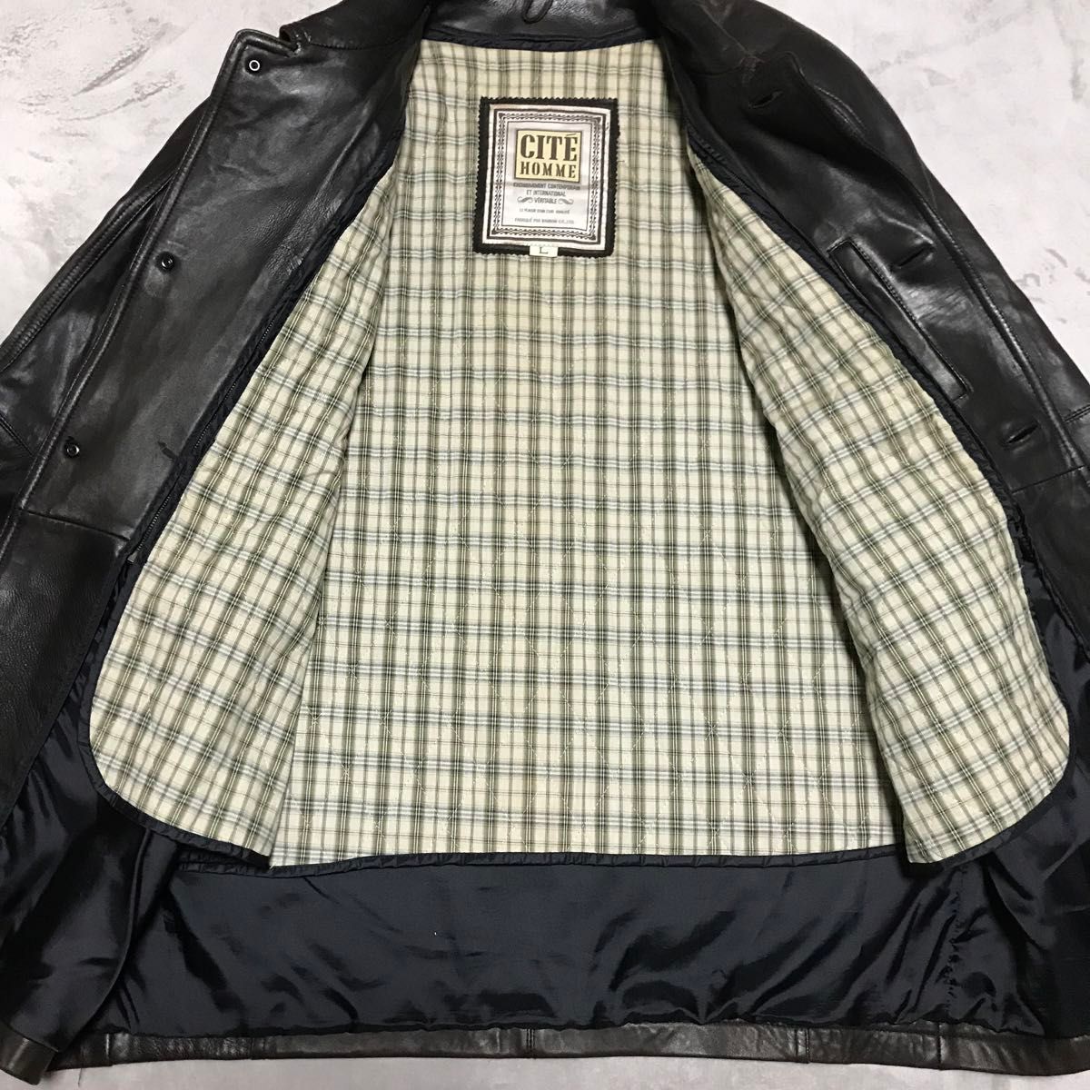 CITE HOMME レザージャケット レザーハーフコート ライナー付き CITE HOMME レザージャケット レザーハーフコート ライナー付き