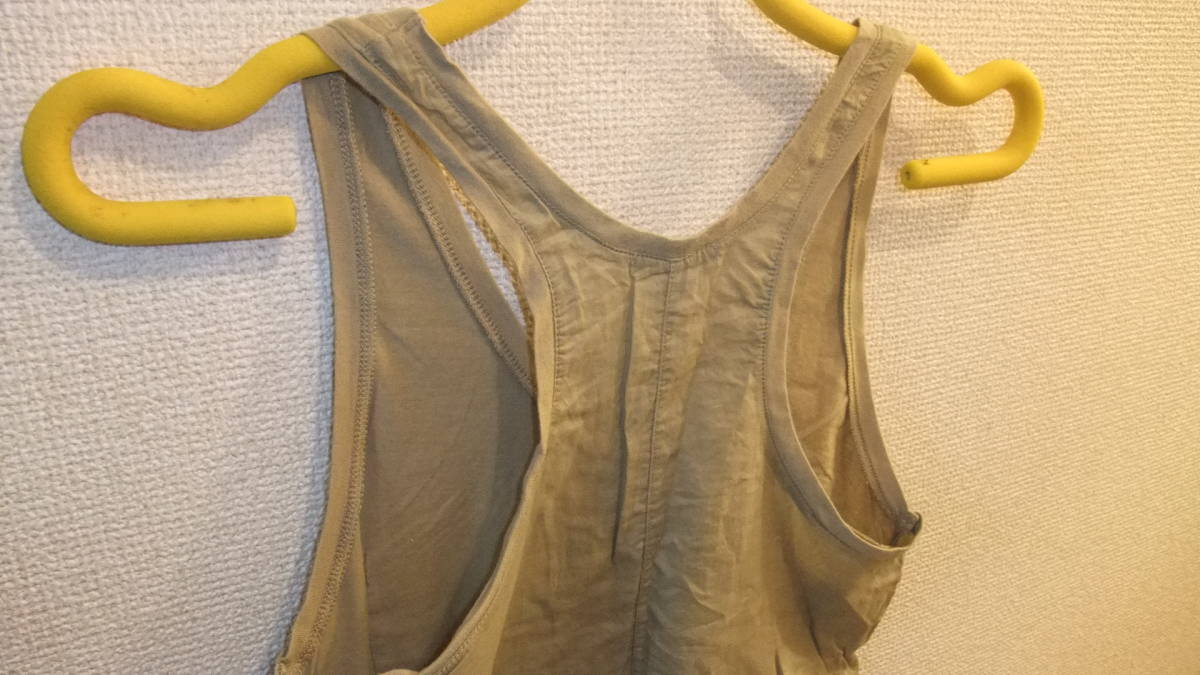 *GAP Ladies* Gap lady's tops plain non sleeve khaki shirt size XXXS width of a garment 34Cm TOPS LADIES USED IN JAPAN