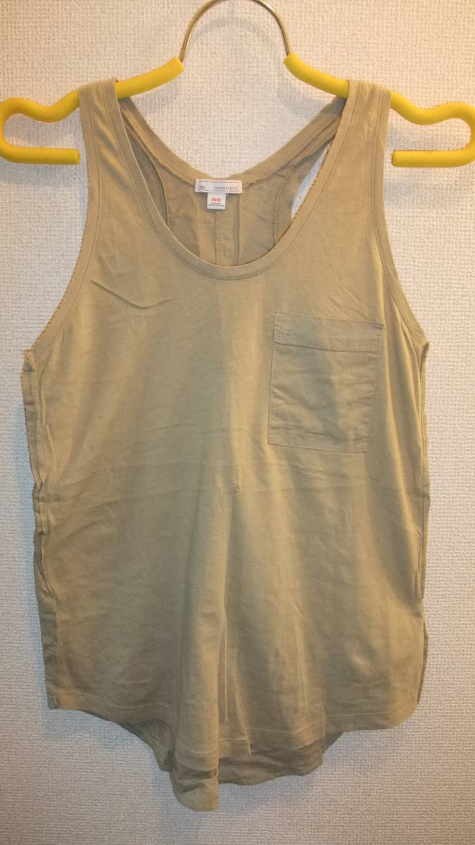 *GAP Ladies* Gap lady's tops plain non sleeve khaki shirt size XXXS width of a garment 34Cm TOPS LADIES USED IN JAPAN