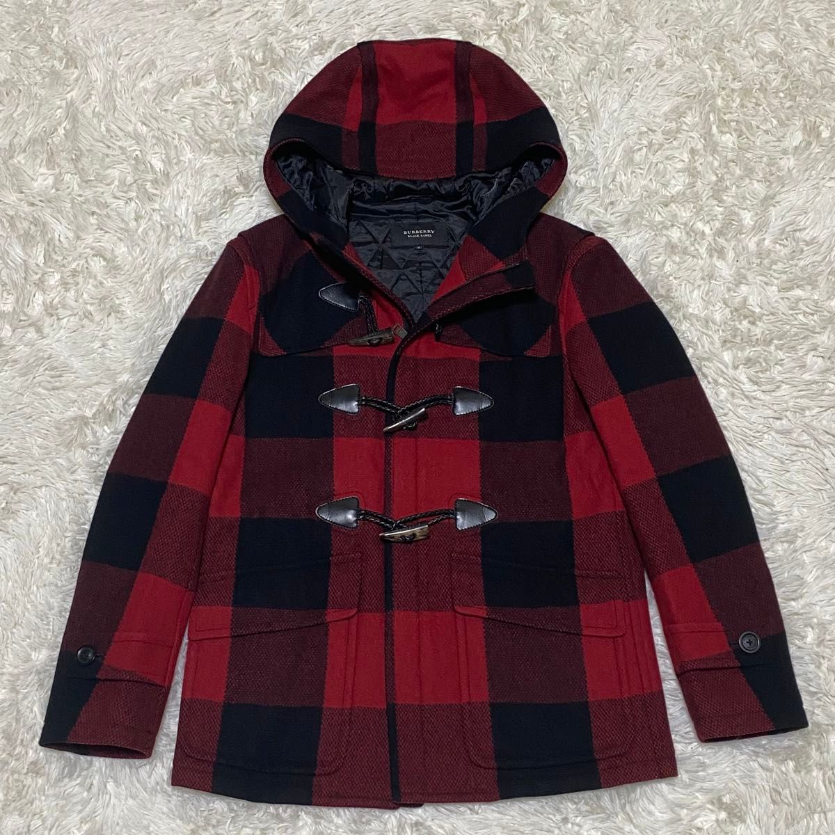 美品 BURBERRY BLACK LABEL ダッフルコート チェック 赤 美品 BURBERRY BLACK LABEL ダッフルコート チェック 赤