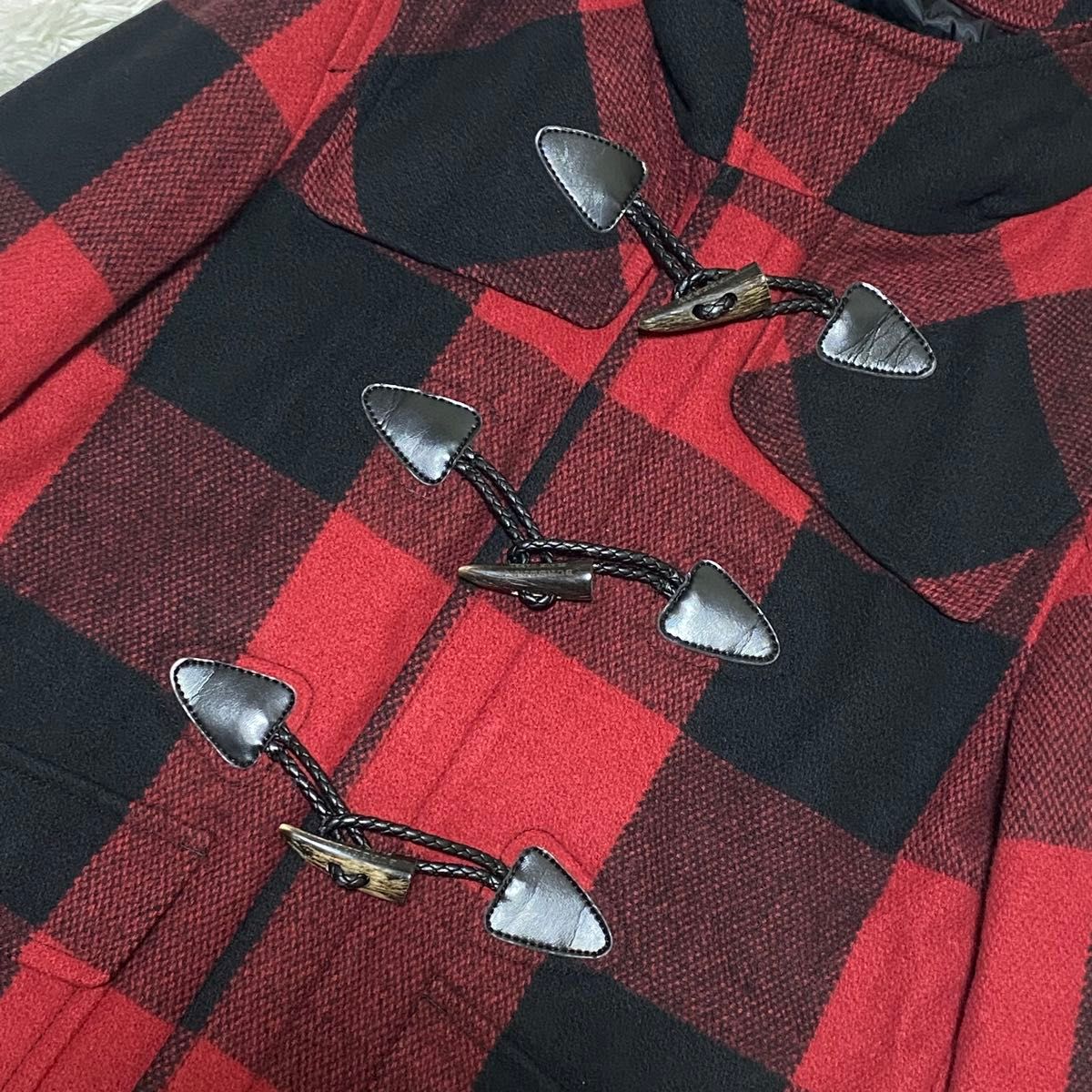 美品 BURBERRY BLACK LABEL ダッフルコート チェック 赤 美品 BURBERRY BLACK LABEL ダッフルコート チェック 赤