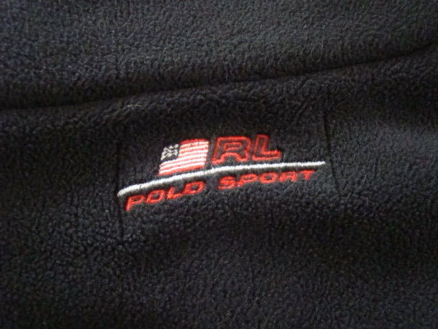 90s POLO SPORT プルオーバー フリース ジャケット POLARTEC XXL ブラック ハーフジップ 刺繍 ラルフローレン Ralph  Lauren ポロ スポーツ