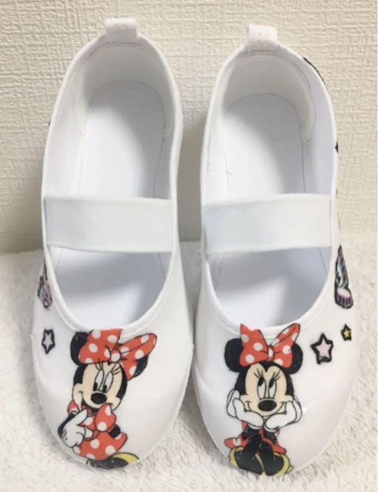 デコパージュ　上履き　ミニー　18cm　ハンドメイド　女の子　上靴　ディズニー　入園入学　子供　Disney_画像1