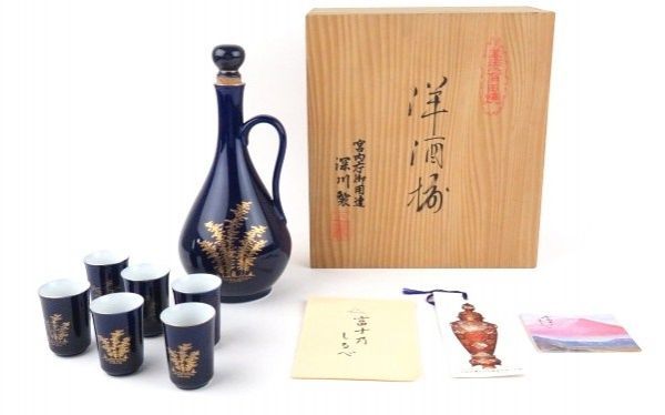 日本限定 深川製磁(有田焼)　瑠璃金彩　洋酒揃　844442AA1916-274 深川製磁