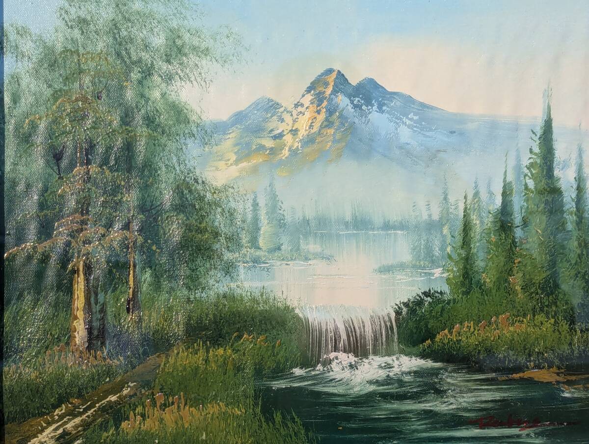 【真作】絵画 油彩(板にキャンバス地) 山と湖の風景 雄大な自然美 U157 Yahoo!オークション - 【真作】絵画 油彩(板にキャンバス地