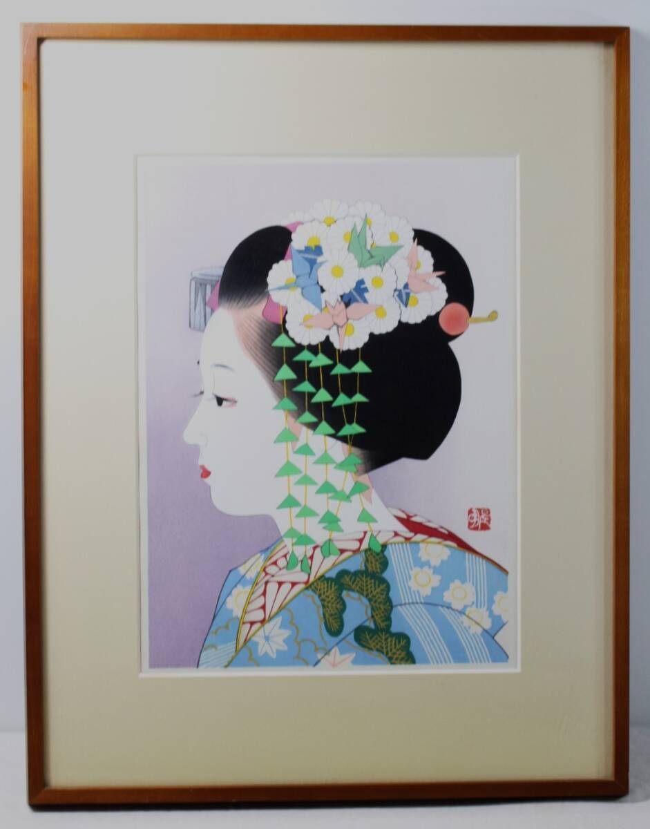 木版画 加藤晨明「初春」高見澤木版 額装 日本画 舞妓 Yahoo!オークション - 《真作》 加藤 晨明【春粧】木版画