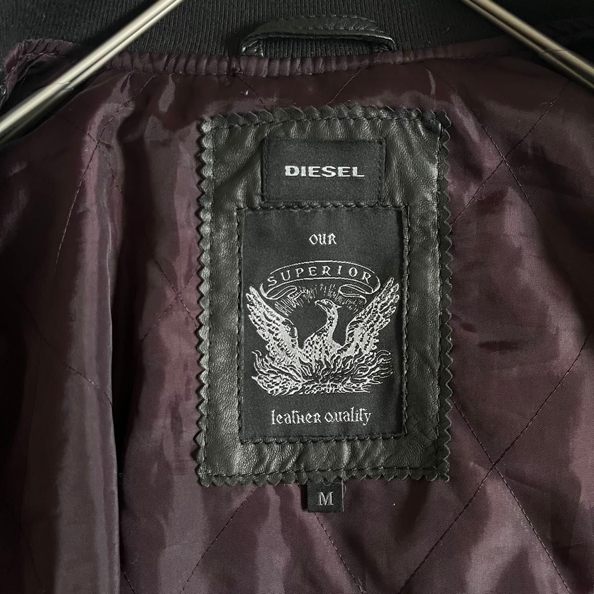 DIESEL ディーゼル MA-1 レザージャケット ラムレザー 黒 L相当 DIESEL ディーゼル MA-1 レザージャケット ラムレザー 黒 L相当
