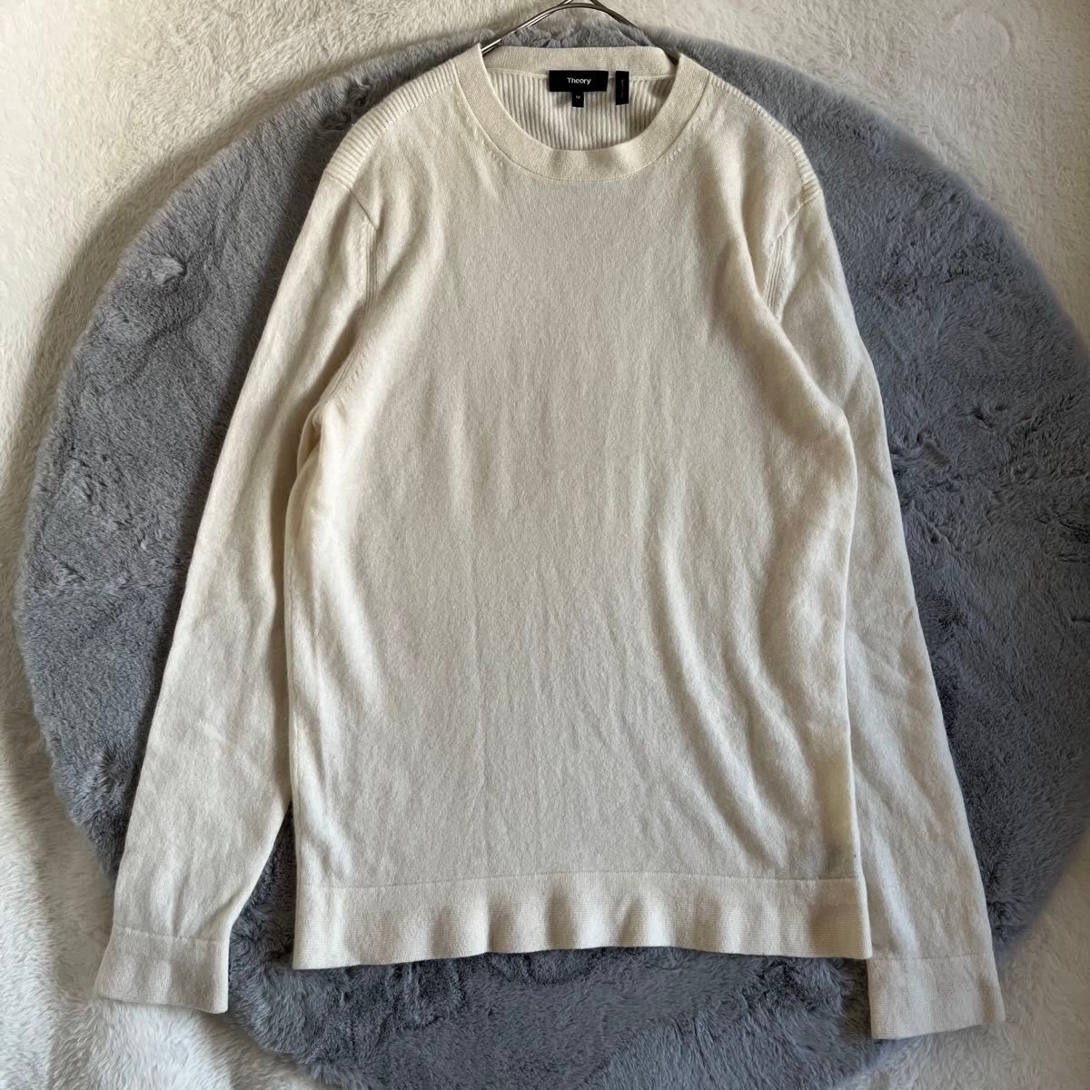 Theory セオリー カシミヤ100% デザインニット 切替 クリーム L Theory セオリー カシミヤ100% デザインニット 切替 クリーム L
