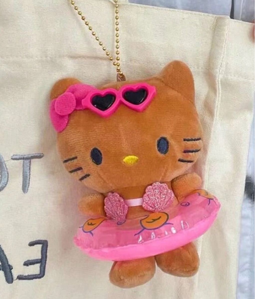 ハローキティ ぬい ぬいぐるみ マスコット チェーン付 ガングロ ハローキティ ぬい ぬいぐるみ マスコット チェーン付 ガングロ