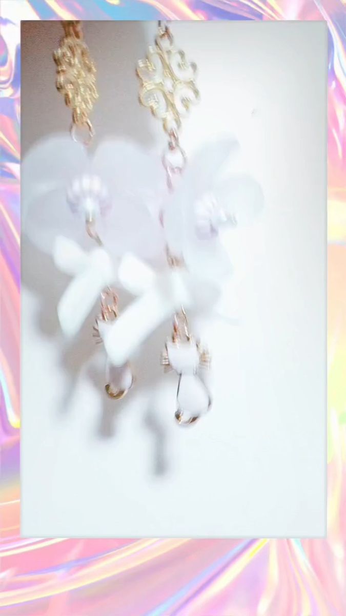すりガラス/大ぶり二輪Flower猫にゃんPierce/earrings