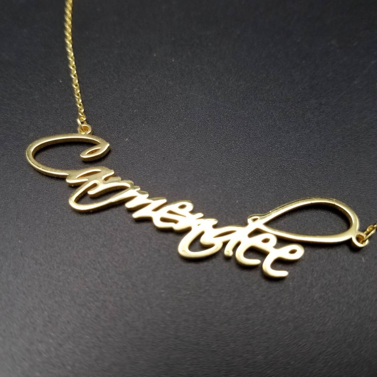 Carmendee ? メッセージ ネームプレート ゴールドトーン 925 シルバー チェーン ヴィンテージ ペンダント ネックレス 華奢 上品 Y20-A