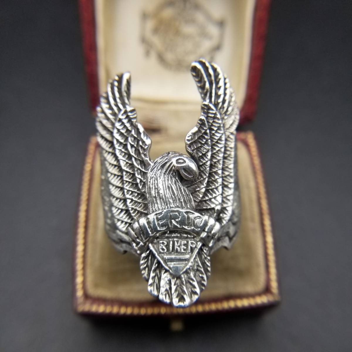 AMERICAN BIKER 鷲 鳥モチーフ 立體彫刻 925 シルバー ヴィンテージ リング 銀細(xì)工 指輪 イーグル 3D EAGLE バイカーリング ロック Y20-H