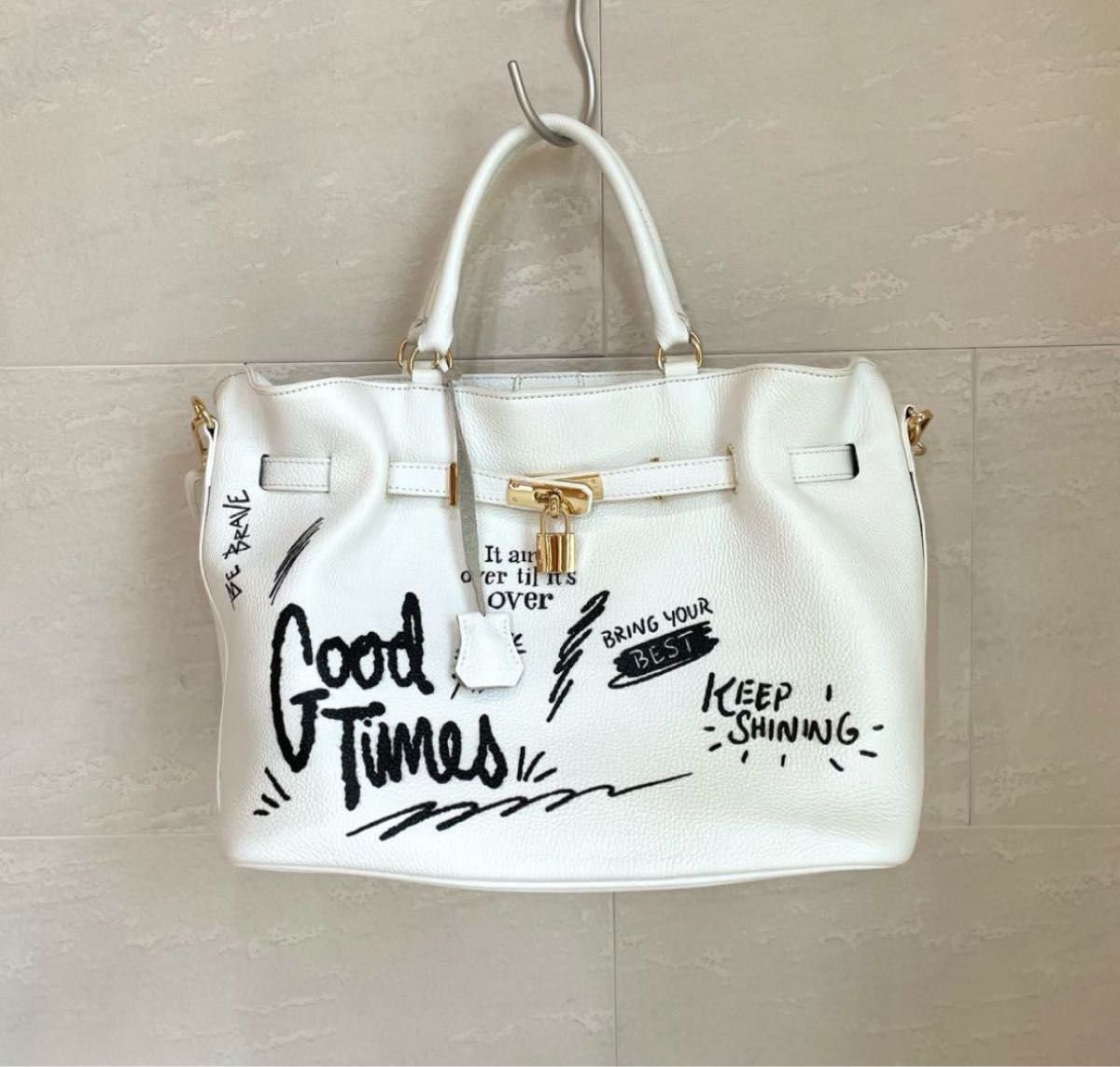 ☆美品☆ミロス 金具付きトート 定価30,800円 21SS イラストコラージュ ミロス 金具付きトート 定価30 800円 21SS イラストコラージュ