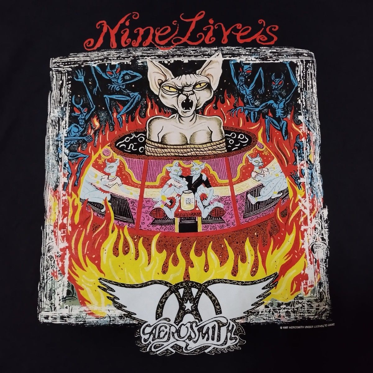 希少 レア AEROSMITH エアロスミス Tシャツ nine lives 希少 レア AEROSMITH エアロスミス Tシャツ nine lives