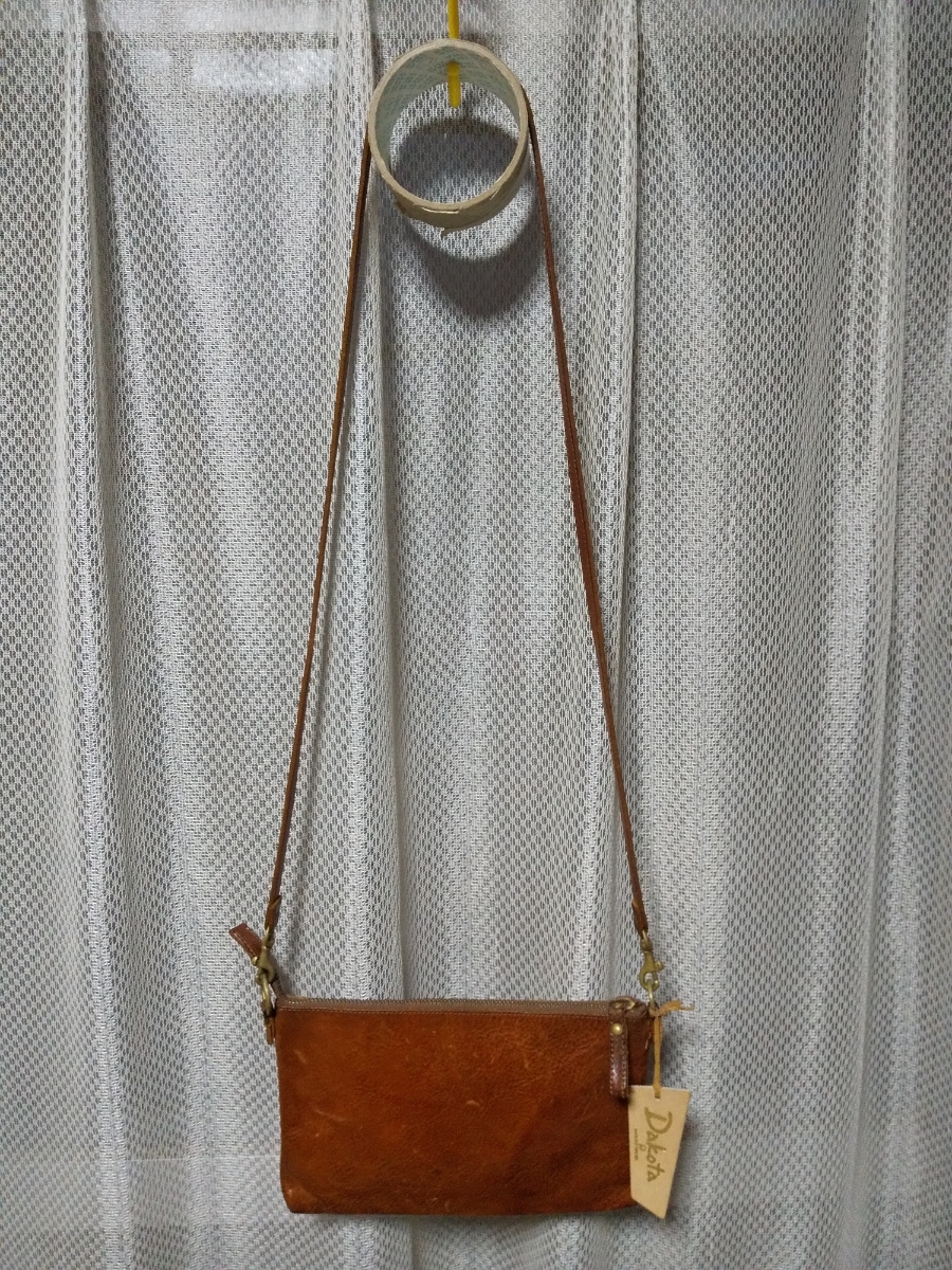 Dakota dakota leather Mini shoulder bag sakoshu original leather bag vintage used processing Brown tea made in Japan pouch 