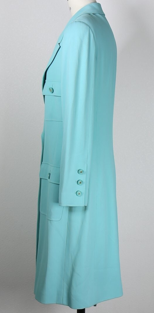 97P CHANEL acetate rayon double breast coat size 38 シャネル ダブルブレスト ココマーク ボタン コート b8569