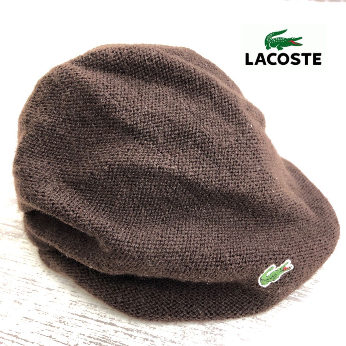 1D2563-J-N◆日本製 LACOSTE ラコステ ニットキャップ◆FREE ワッチキャップ 帽子 ハット ファッション小物 秋冬アイテム ウール混 毛30%