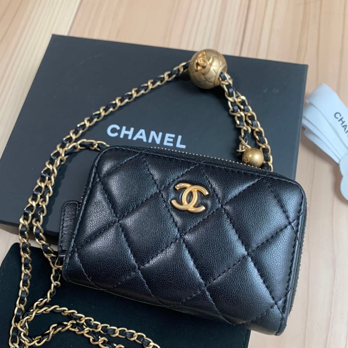 CHANEL CC_チェーンクラッチ パールチェーンウォレット CHANEL パールクラッシュ チェーンクラッチ ミニチェーン