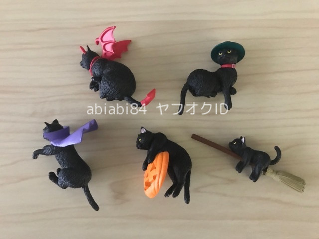 送料120円より/非売品●シャノアール/ベローチェ ふちねこ●ハロウィン 全5種コンプリート 黒猫 フィギュア レア 未使用の画像1