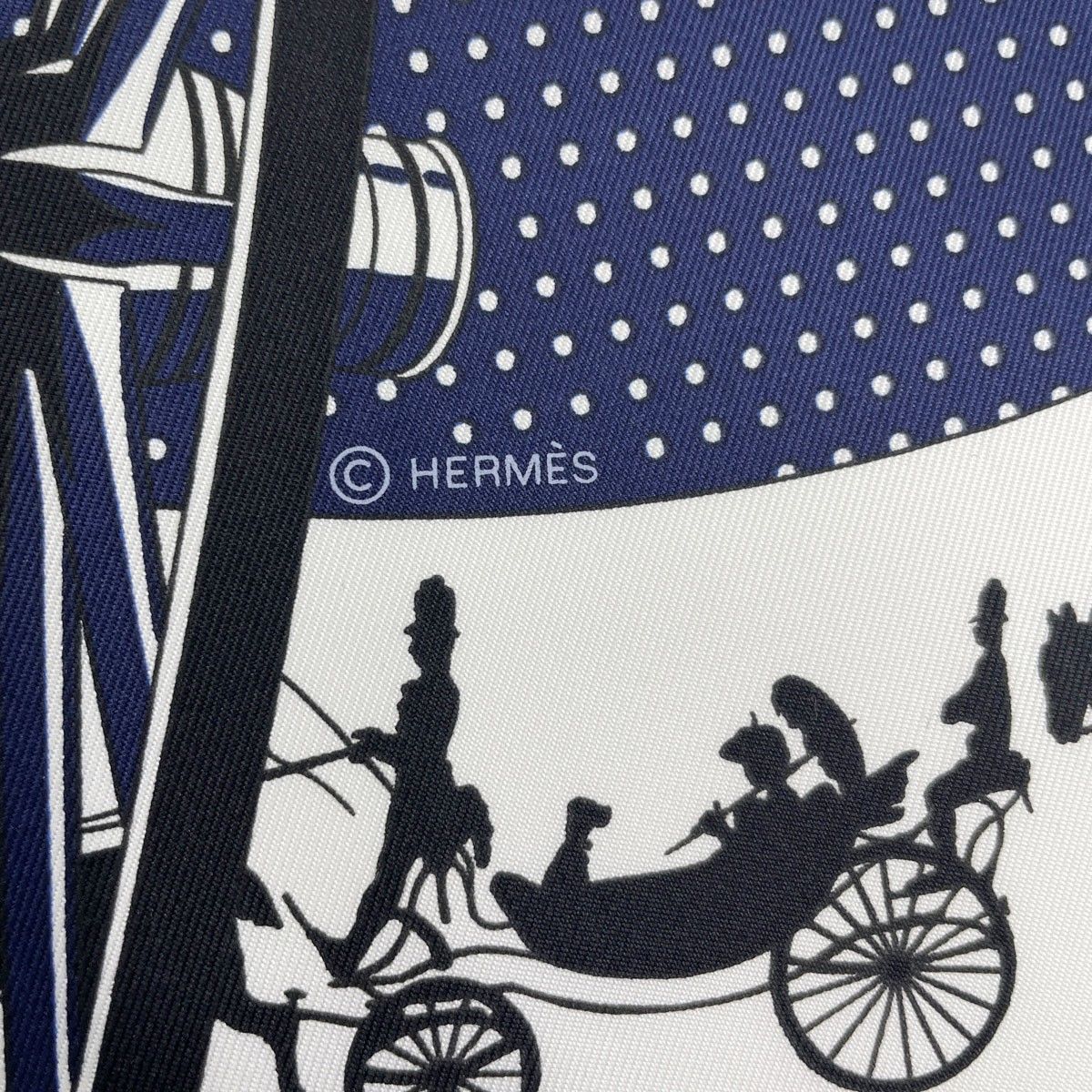 HERMES エルメス スカーフ カレ55 『車輪でめぐるパリ・バンダナ HERMES エルメス スカーフ カレ55 『車輪でめぐるパリ・バンダナ