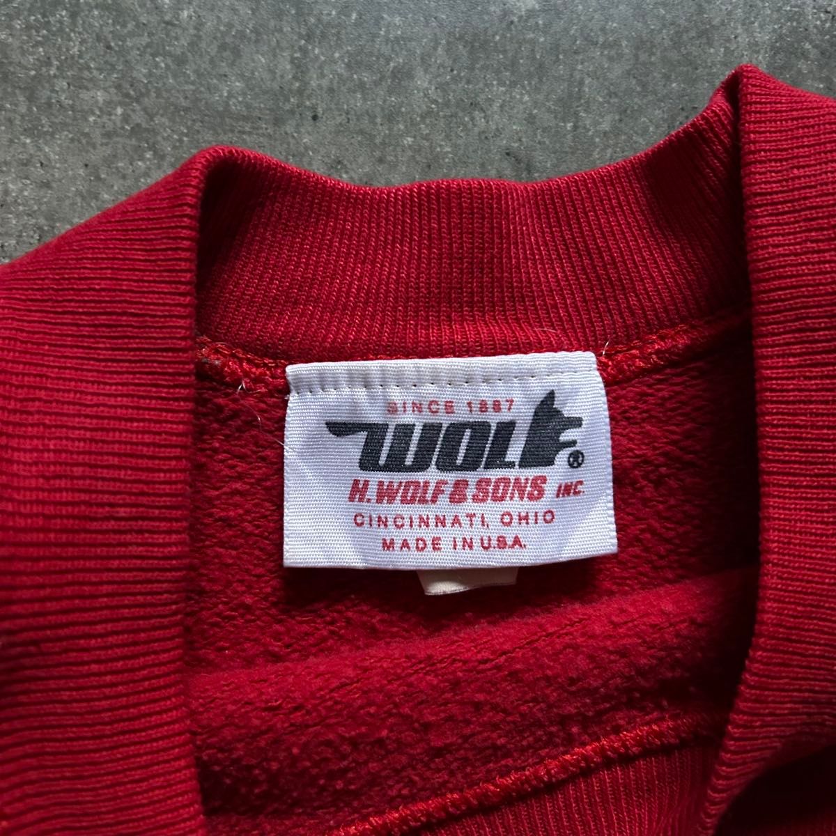 80s90s wolf カレッジロゴスウェット USA製 L インディアナ 80s90s wolf カレッジロゴスウェット USA製 L インディアナ