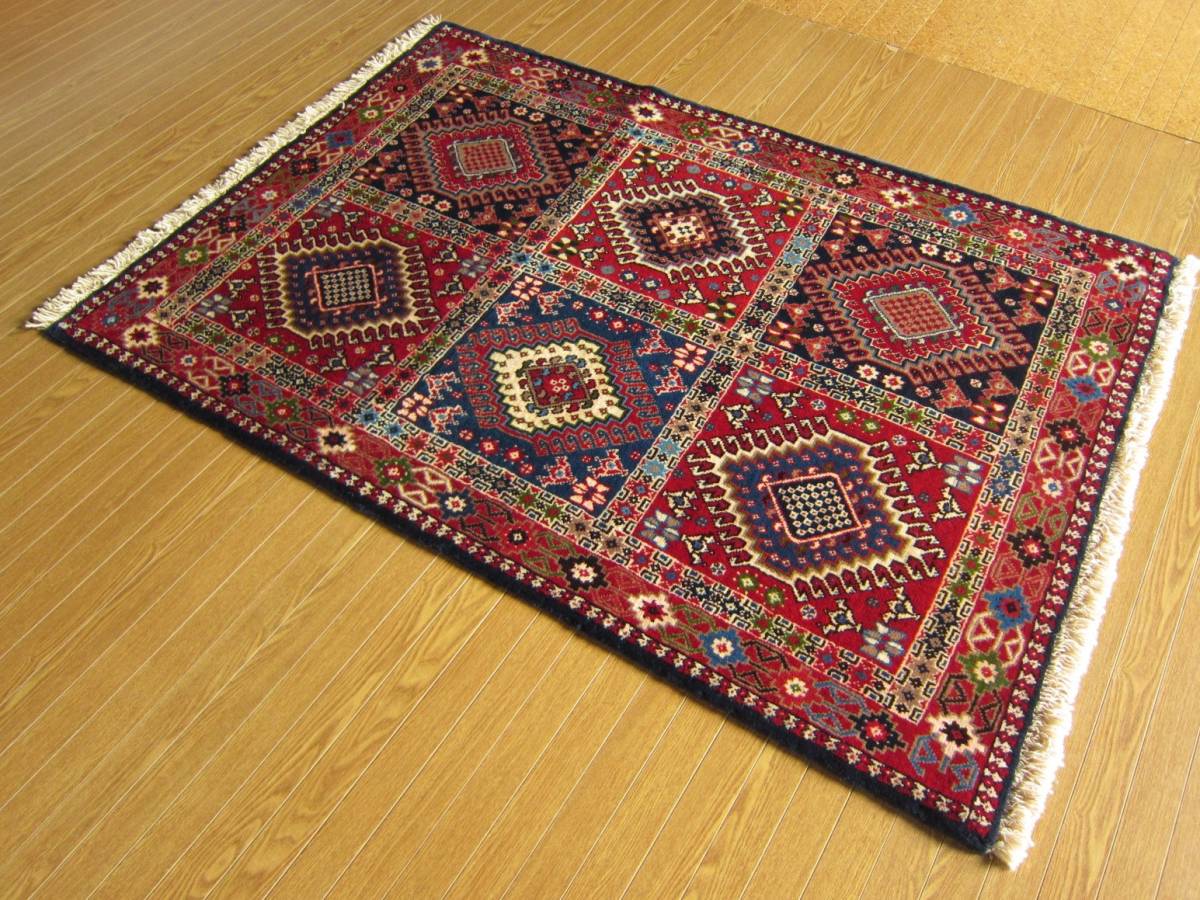 145×100】イラン直輸入☆ヤラメ産ペルシャ絨毯・カーペット 145×100】イラン直輸入☆ヤラメ産ペルシャ絨毯・カーペット