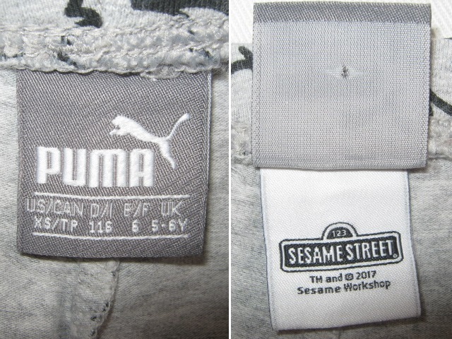 * б/у одежда PUMA×SESAME STREET Puma × Улица Сезам леггинсы леггинсы тонкий US(XS) UK(5-6Y) примерно 110cm-120cm серый KIDS Kids ребенок одежда *