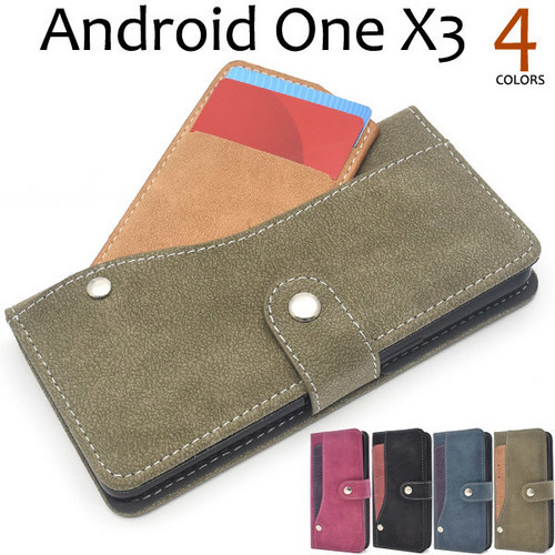 【送料無料】Android One X3用スライドカードポケット手帳型ケース_画像1