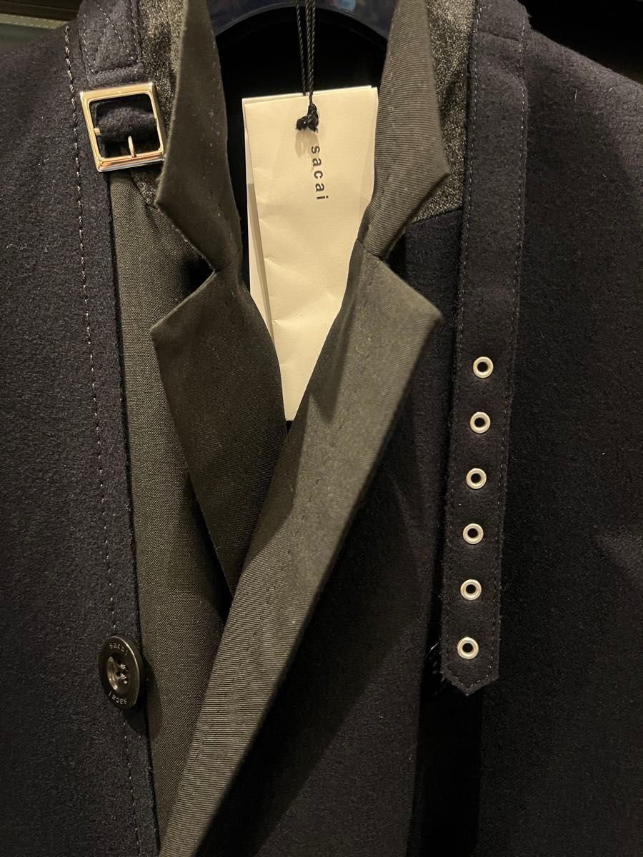 sacai サイズ1 22AW ウールコート 02883M ネイビー サカイ sacai サイズ1 22AW ウールコート 02883M ネイビー サカイ