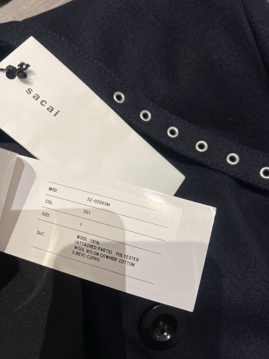 sacai サイズ1 22AW ウールコート 02883M ネイビー サカイ sacai サイズ1 22AW ウールコート 02883M ネイビー サカイ