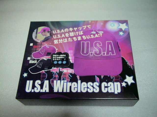 U.S.A Wireless cap Black USA cap black color earphone attaching Bluetooth wireless USB rechargeable da bread p2 piece set, unopened 