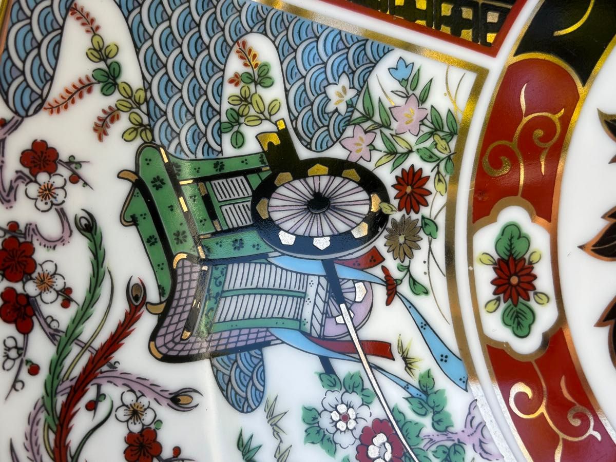 有田焼 伊万里焼 喜山窯 金彩色絵 御所車 花鳥柄 大皿 飾皿 有田焼 伊万里焼 喜山窯 金彩色絵 御所車 花鳥柄 大皿 飾皿