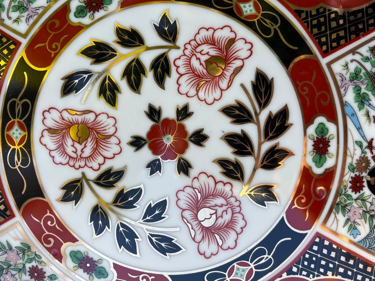 有田焼 伊万里焼 喜山窯 金彩色絵 御所車 花鳥柄 大皿 飾皿 有田焼 伊万里焼 喜山窯 金彩色絵 御所車 花鳥柄 大皿 飾皿