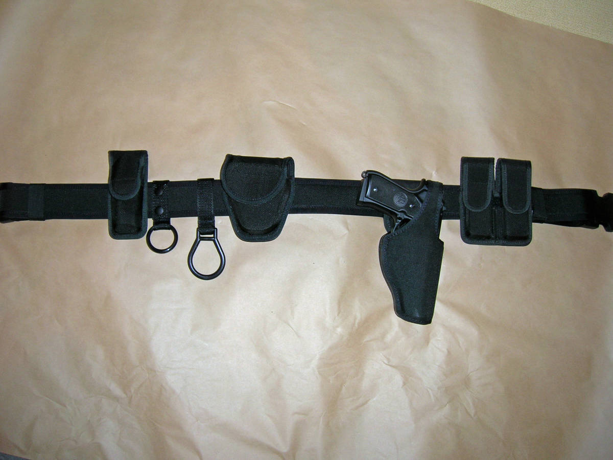 【送料無料/新品】 Browne 純正ナイロンSam 用・BIANCHI POILCE U.S. Belt 一式セット・1点物新品 M Size Black 警察グッズ