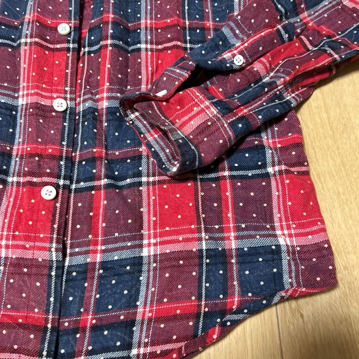 メンズ チェックシャツ 長袖シャツ チェック柄 赤 レッド 水玉 メンズ チェックシャツ 長袖シャツ チェック柄 赤 レッド 水玉