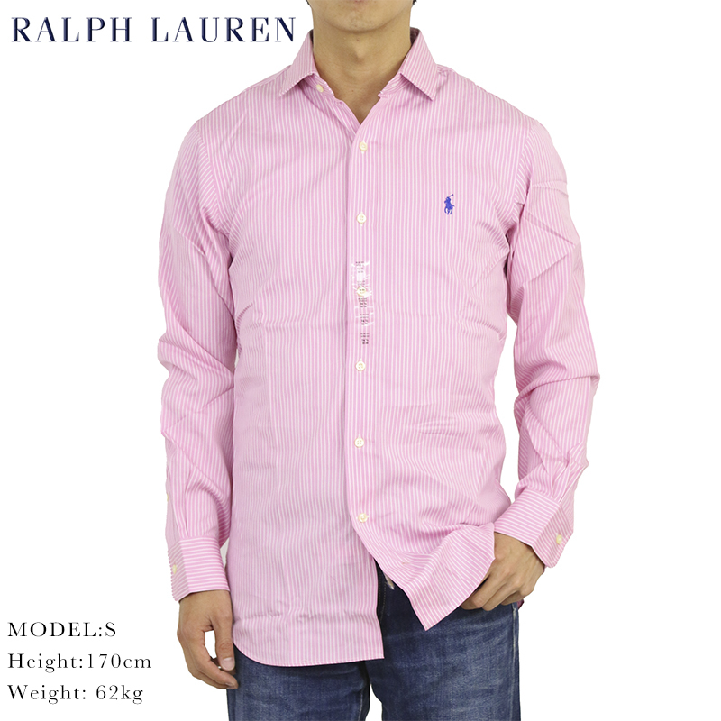 新品 アウトレット 18330 17サイズ 長袖 ストライプ シャツ polo ralph lauren ポロ ラルフ ローレン ピンク_画像1