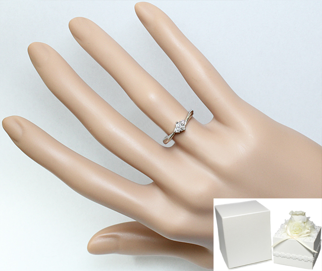 4℃☆ハート ダイヤ F Pt950 上品 一粒 綺麗 婚約 VS2 指輪 リング