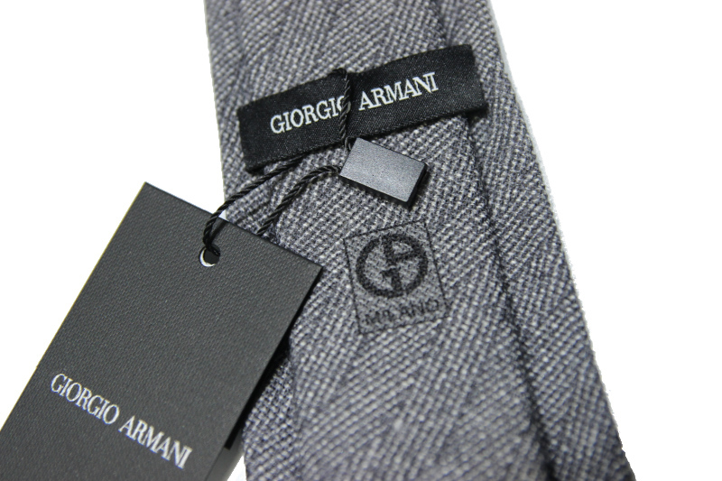 【超特価sale開催！】 GIORGIO 新品 ARMANI ネクタイ イタリア製 グレー シルク混紡 ウール (ジョルジオアルマーニ