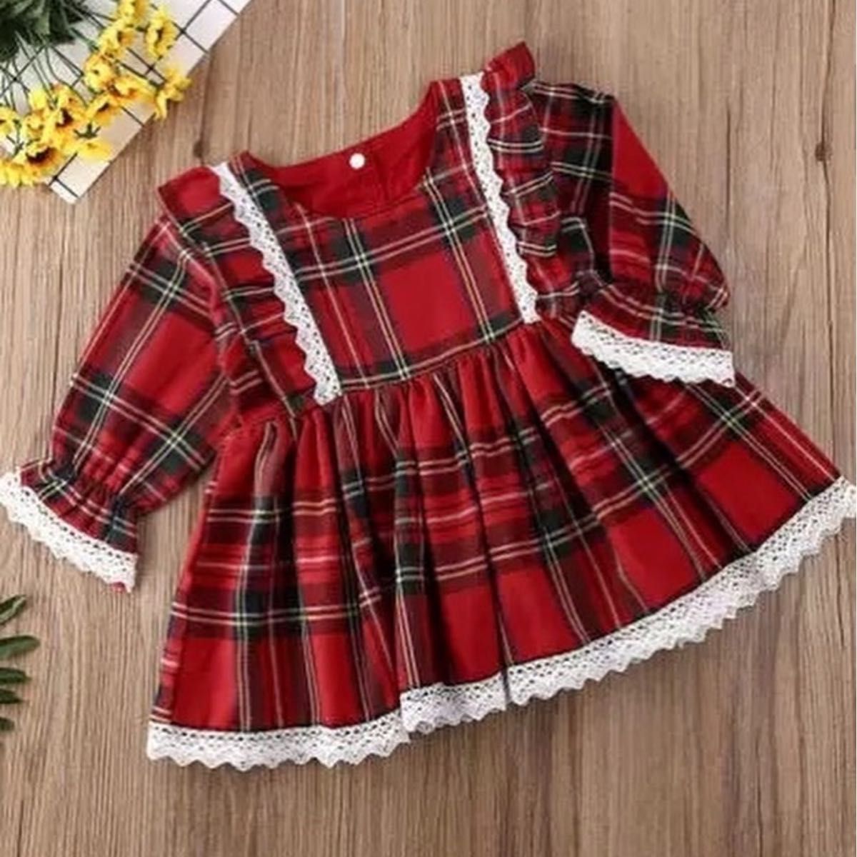 クリスマス ワンピース 女の子 キッズ チェック柄 赤チェック クリスマス ワンピース 女の子 キッズ チェック柄 赤チェック